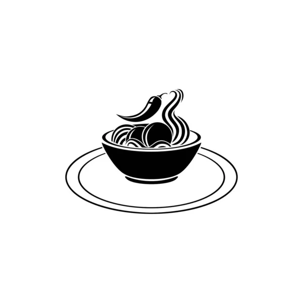 Spice Meat Balls Cup Silhouette Noodle Bowl Logo Graphic Design — ストックベクタ