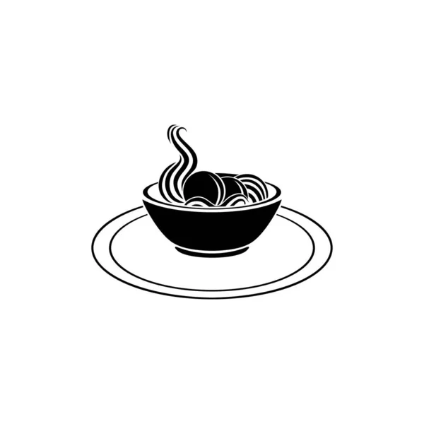 Meat Balls Cup Silhouette Noodle Bowl Logo Graphic Design Element — 图库矢量图片