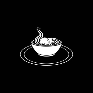 Meat Balls in the Cup. Silhouette of the Noodle Bowl for Logo or Graphic Design Element. Bakso. Vector Illustration 