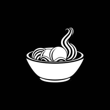 Meat Balls in the Cup. Silhouette of the Noodle Bowl for Logo or Graphic Design Element. Bakso. Vector Illustration 