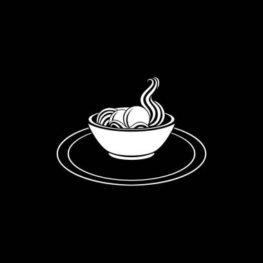 Meat Balls in the Cup. Silhouette of the Noodle Bowl for Logo or Graphic Design Element. Bakso. Vector Illustration 