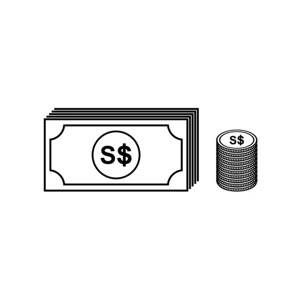 Стек Сингапурского Доллара Sgd Символ Валютной Иконы Сингапура Векторная Миграция — стоковый вектор