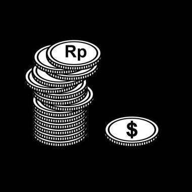 Dollar To Rupiah, Dollar to IDR Icon Symbol. Money Currency Value. Vector Illustration