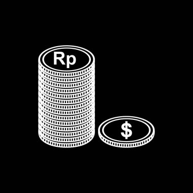 Dollar To Rupiah, Dollar to IDR Icon Symbol. Money Currency Value. Vector Illustration