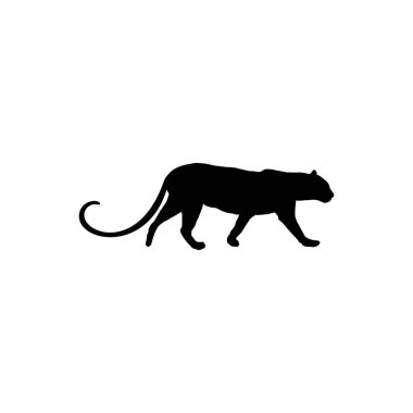 Walking (Standing) Tiger, Leopard, Cheetah,  Black Panther, (Big Cat Family) Silhouette for Logo or Graphic Design Element. Vector Illustration