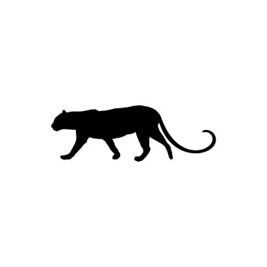 Walking (Standing) Tiger, Leopard, Cheetah,  Black Panther, (Big Cat Family) Silhouette for Logo or Graphic Design Element. Vector Illustration