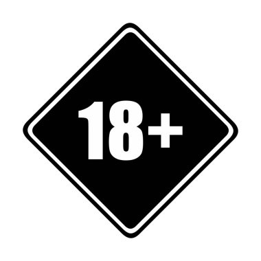 18 +) ve 21 + (21 +) yaş için sadece Yetişkin Simgesi Simgesi İşareti. Vektör İllüstrasyonu