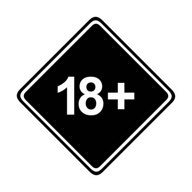 18 +) ve 21 + (21 +) yaş için sadece Yetişkin Simgesi Simgesi İşareti. Vektör İllüstrasyonu