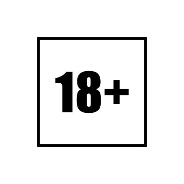18 +) ve 21 + (21 +) yaş için sadece Yetişkin Simgesi Simgesi İşareti. Vektör İllüstrasyonu