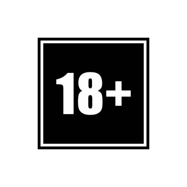 18 +) ve 21 + (21 +) yaş için sadece Yetişkin Simgesi Simgesi İşareti. Vektör İllüstrasyonu