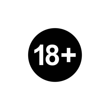 18 +) ve 21 + (21 +) yaş için sadece Yetişkin Simgesi Simgesi İşareti. Vektör İllüstrasyonu