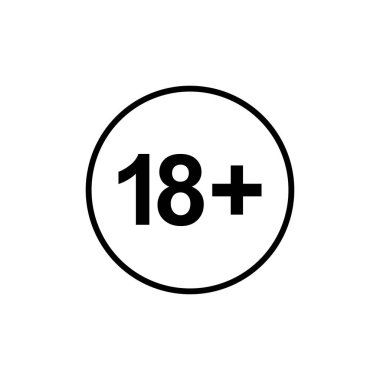 18 +) ve 21 + (21 +) yaş için sadece Yetişkin Simgesi Simgesi İşareti. Vektör İllüstrasyonu