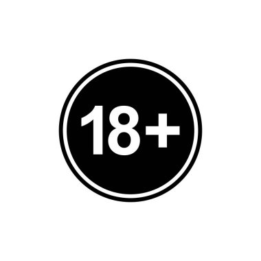 18 +) ve 21 + (21 +) yaş için sadece Yetişkin Simgesi Simgesi İşareti. Vektör İllüstrasyonu
