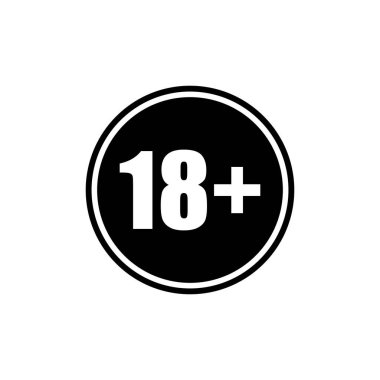 18 +) ve 21 + (21 +) yaş için sadece Yetişkin Simgesi Simgesi İşareti. Vektör İllüstrasyonu