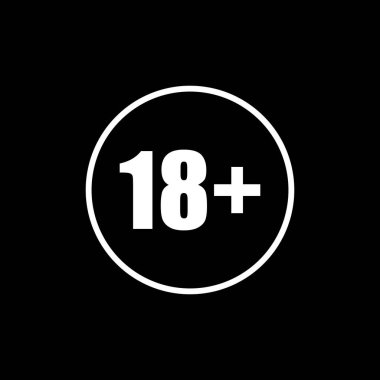 18 +) ve 21 + (21 +) yaş için sadece Yetişkin Simgesi Simgesi İşareti. Vektör İllüstrasyonu