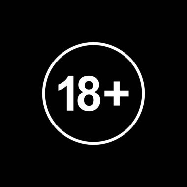 18 +) ve 21 + (21 +) yaş için sadece Yetişkin Simgesi Simgesi İşareti. Vektör İllüstrasyonu