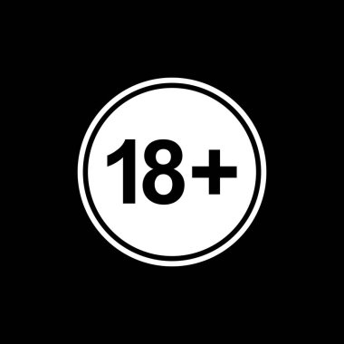 18 +) ve 21 + (21 +) yaş için sadece Yetişkin Simgesi Simgesi İşareti. Vektör İllüstrasyonu