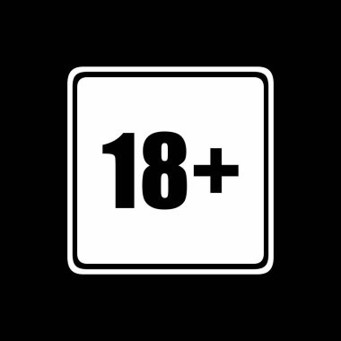 18 +) ve 21 + (21 +) yaş için sadece Yetişkin Simgesi Simgesi İşareti. Vektör İllüstrasyonu