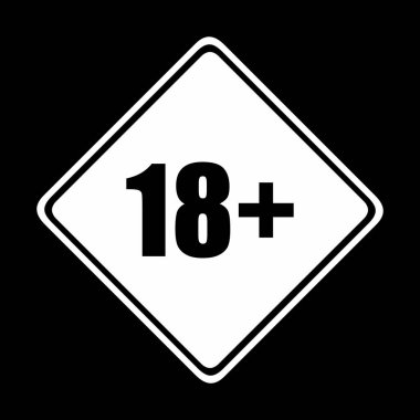 18 +) ve 21 + (21 +) yaş için sadece Yetişkin Simgesi Simgesi İşareti. Vektör İllüstrasyonu