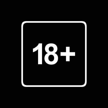 18 +) ve 21 + (21 +) yaş için sadece Yetişkin Simgesi Simgesi İşareti. Vektör İllüstrasyonu