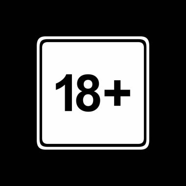 18 +) ve 21 + (21 +) yaş için sadece Yetişkin Simgesi Simgesi İşareti. Vektör İllüstrasyonu