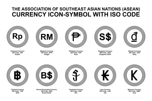 ISO kodlu Güneydoğu Asya Ulusları Derneği (ASEAN) Para Birimi Simgesi Simgesi. Vektör İllüstrasyonu