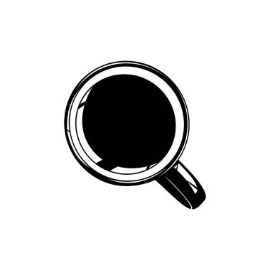 Kahve fincanı silueti. Üst Manzara. Logo veya Grafik Tasarım Elementi için Kahve Kupası İllüstrasyonu. Vektör İllüstrasyonu