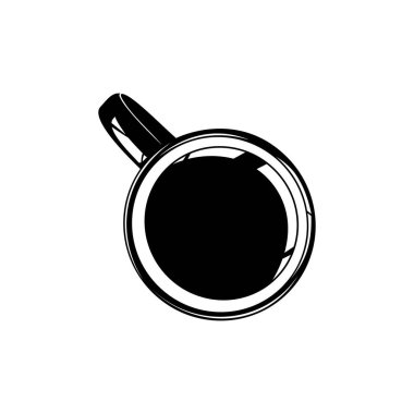 Kahve fincanı silueti. Üst Manzara. Logo veya Grafik Tasarım Elementi için Kahve Kupası İllüstrasyonu. Vektör İllüstrasyonu