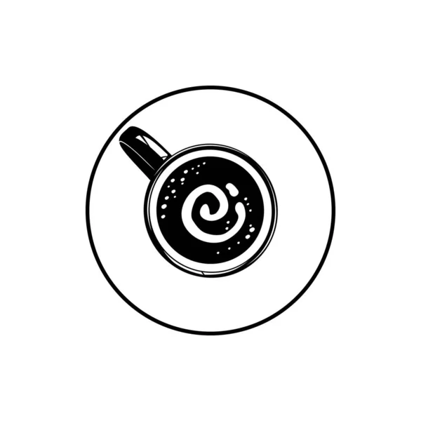コーヒーカップシルエット トップビュー ロゴやグラフィックデザイン要素のためのコーヒーカップイラスト ベクターイラスト — ストックベクタ