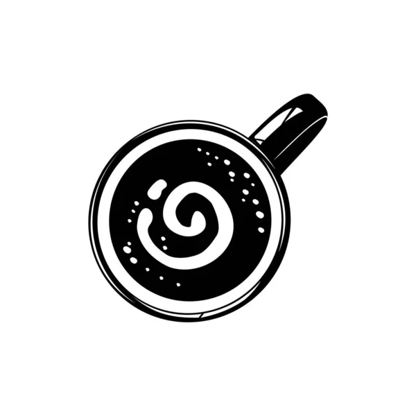 コーヒーカップシルエット トップビュー ロゴやグラフィックデザイン要素のためのコーヒーカップイラスト ベクターイラスト — ストックベクタ