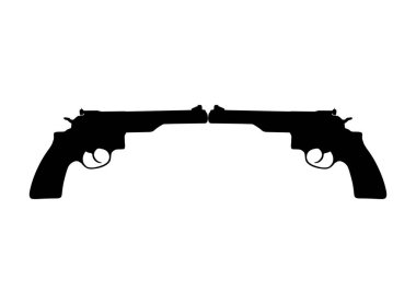 Logo, Pictogram, Web sitesi veya Grafik Tasarım Elemanı için Çifte Silah Silueti (Pistol). Vektör İllüstrasyonu