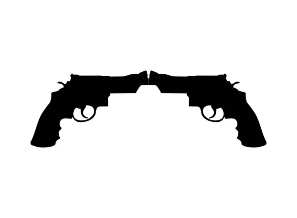 Silhouette Double Gun Pistol Logo Pictogram Website Graphic Design Element — Stock Vector