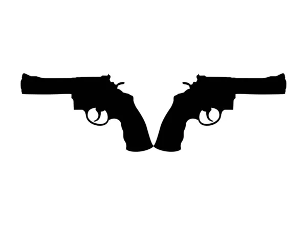 Silueta Dvojité Pistole Pistole Pro Logo Piktogram Webové Stránky Nebo — Stockový vektor