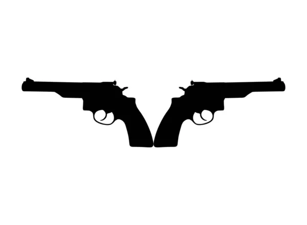 Siluet Double Gun Pistol Untuk Logo Pictogram Website Atau Grafis - Stok Vektor