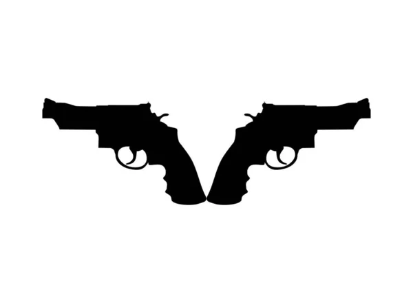 Silhuett Dubbel Pistol Pistol För Logotyp Piktogram Webbplats Eller Grafisk — Stock vektor