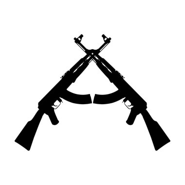 Piktogram veya Grafik Tasarım Elementi için AK 47 Gun 'ın silueti. Vektör İllüstrasyonu