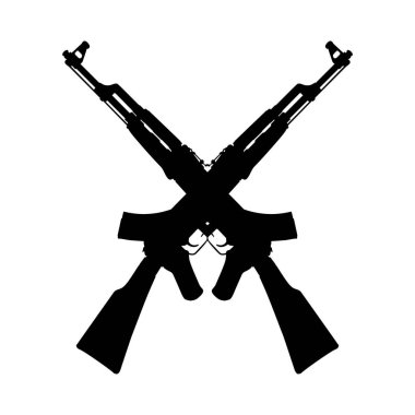 Piktogram veya Grafik Tasarım Elementi için AK 47 Gun 'ın silueti. Vektör İllüstrasyonu