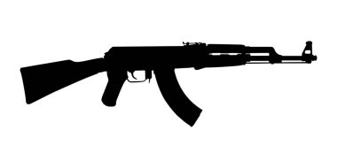 Piktogram veya Grafik Tasarım Elementi için AK 47 Gun 'ın silueti. Vektör İllüstrasyonu