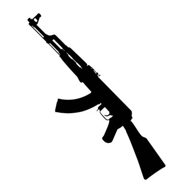 Piktogram veya Grafik Tasarım Elementi için AK 47 Gun 'ın silueti. Vektör İllüstrasyonu