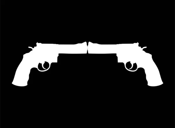 Silhouette Double Gun Pistol Logo Pictogram Website Graphic Design Element — Stock Vector