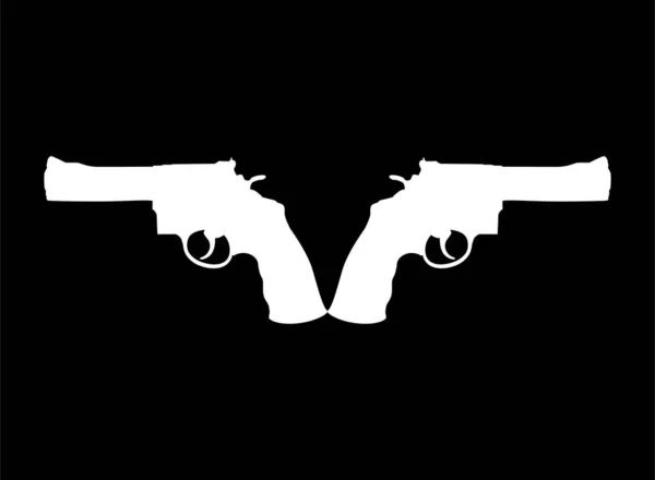 Silhouet Van Double Gun Pistol Voor Logo Pictogram Website Graphic — Stockvector