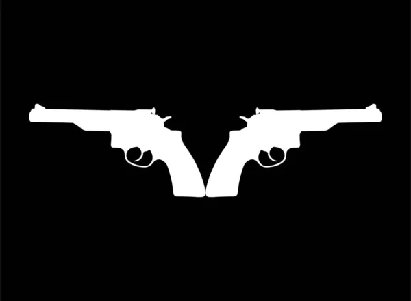Silueta Dvojité Pistole Pistole Pro Logo Piktogram Webové Stránky Nebo — Stockový vektor