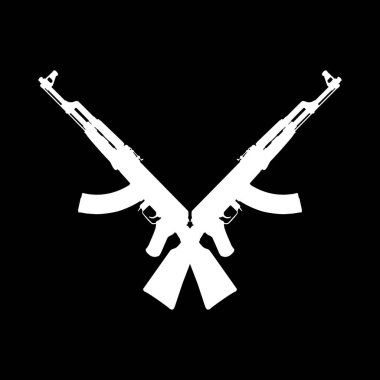 Piktogram veya Grafik Tasarım Elementi için AK 47 Gun 'ın silueti. Vektör İllüstrasyonu