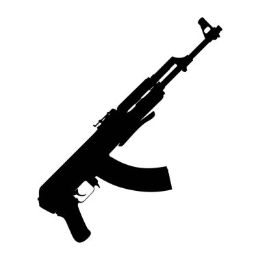 Piktogram veya Grafik Tasarım Elementi için AK 47 Gun 'ın silueti. Vektör İllüstrasyonu