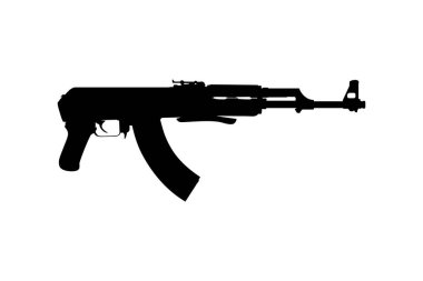 Piktogram veya Grafik Tasarım Elementi için AK 47 Gun 'ın silueti. Vektör İllüstrasyonu