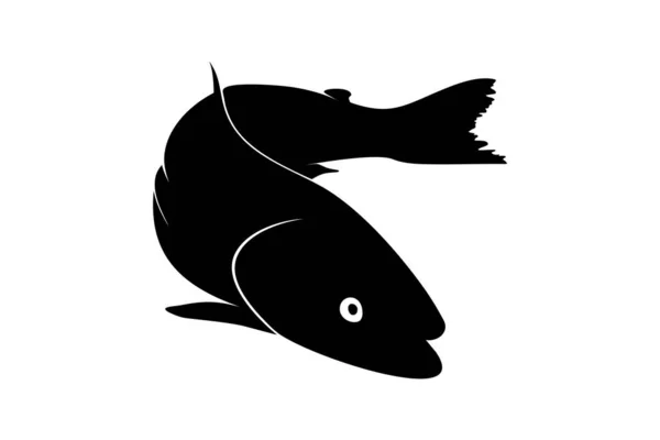 Salmon Ikan Siluet Untuk Ikon Simbol Logo Pictogram Apps Website - Stok Vektor