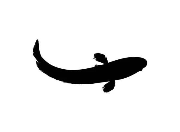 蛇头鱼 淡水鱼科 象形文字或平面设计元素的轮廓 病媒图解 — 图库矢量图片