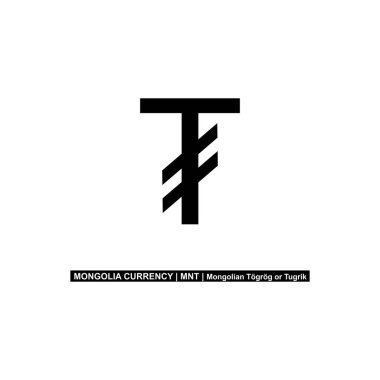 Moğolistan para birimi, MNT, Togrog, Tugrik. Moğolistan Para Simgesi. Vektör İllüstrasyonu