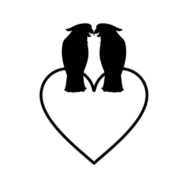 Silhouette Romantic Couple Used Pair Cockatoo Bird Symbol Vector Illustration — Stock Vector