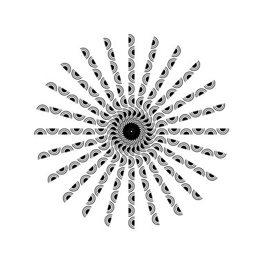 Çağdaş Mandala, Çember ve Yarım Çember Biçiminden yapılmıştır. Modern Mandala Logo, Süsleme, Dekorasyon veya Grafik Tasarım için. Vektör İllüstrasyonu